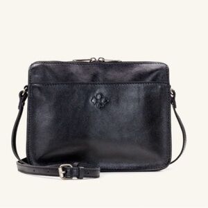 Patricia Nash Nazaire top zip crossbody bag black leather medium size